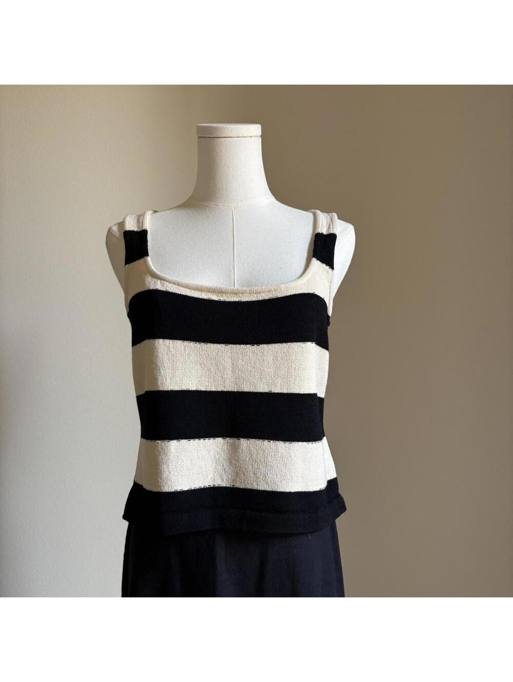 St. John black and white striped tank top